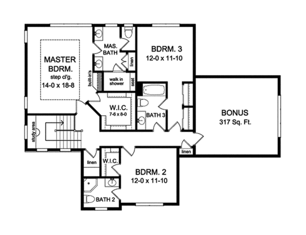 House Design - Traditional Floor Plan - Upper Floor Plan #1010-134