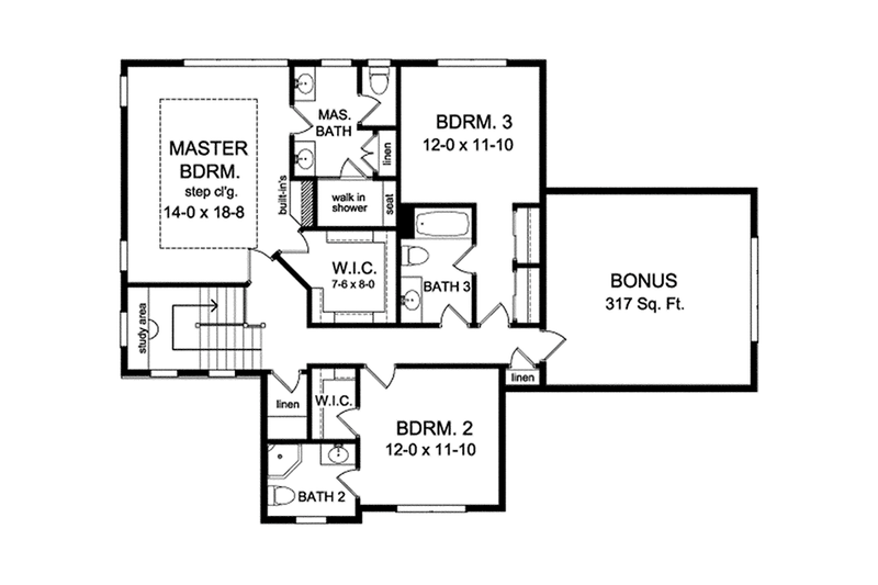 House Plan Design - Floor Plan - Upper Floor for Traditional House Plan #1010-134 - 3 bed, 3.5 bath