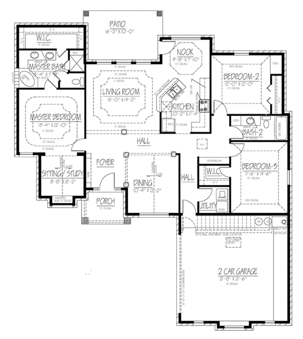 House Design - Ranch Floor Plan - Main Floor Plan #1061-17