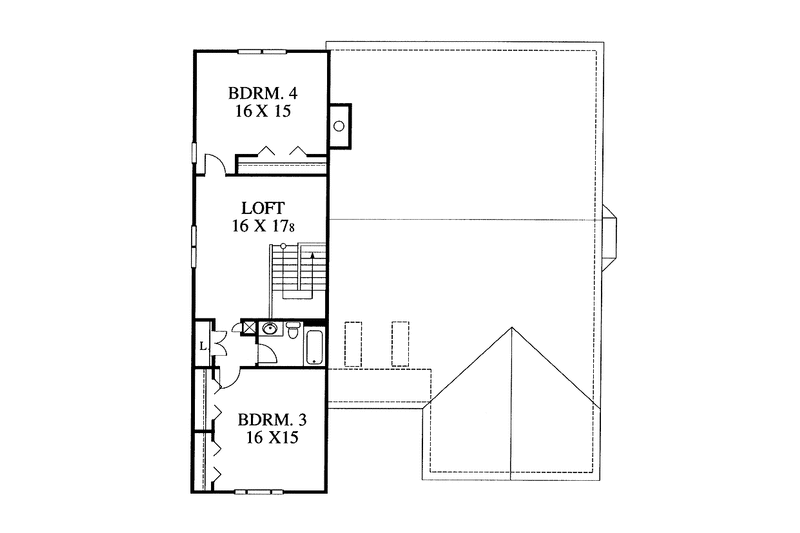 Architectural House Design - Floor Plan - Upper Floor for Colonial House Plan #1053-32 - 4 bed, 2.5 bath