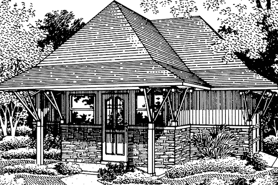 Exterior - Front Elevation 3 for Craftsman House Plan #45-441, 0 bath