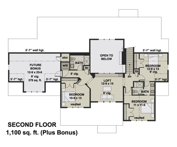 Farmhouse Floor Plan - Upper Floor Plan #51-1162