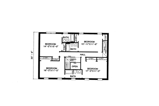 Floor Plan - Upper Floor for Classical House Plan #10-264 - 5 bed, 4.5 bath