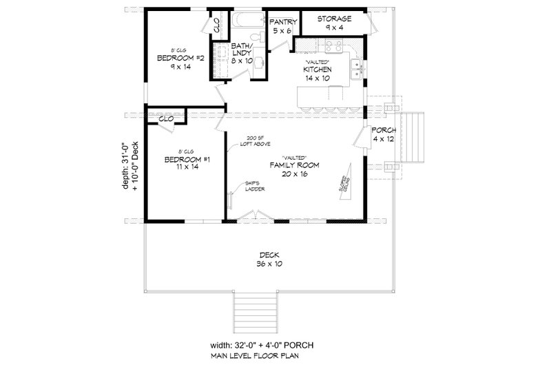 Dream House Plan - Floor Plan - Main Floor for Contemporary House Plan #932-516 - 2 bed, 1 bath