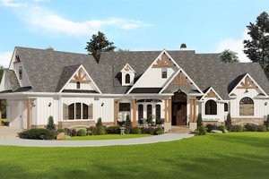 Exterior - Front Elevation 3 for Craftsman House Plan #54-571 - 4 bed, 2.5 bath