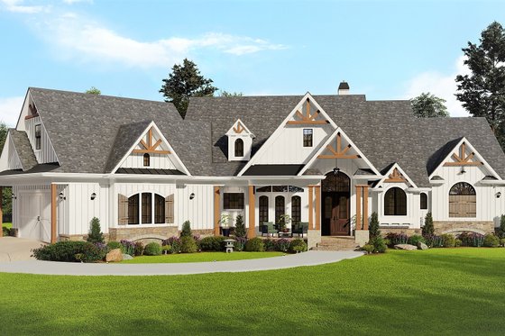 Exterior - Front Elevation 3 for Craftsman House Plan #54-571 - 4 bed, 2.5 bath