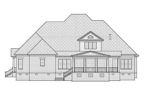 Exterior - Rear Elevation for Traditional House Plan #1054-23 - 5 bed, 4.5 bath