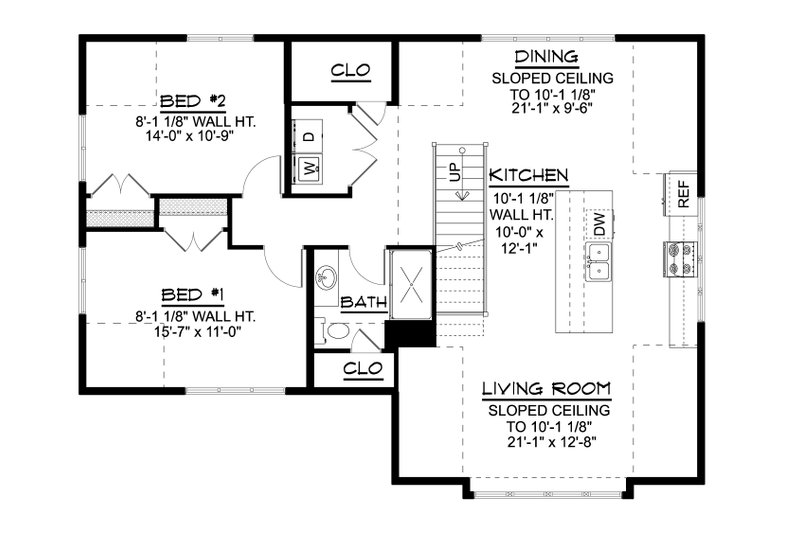 Architectural House Design - Floor Plan - Upper Floor for Contemporary House Plan #1064-202 - 2 bed, 1 bath