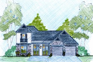 Southern Exterior - Front Elevation Plan #36-499