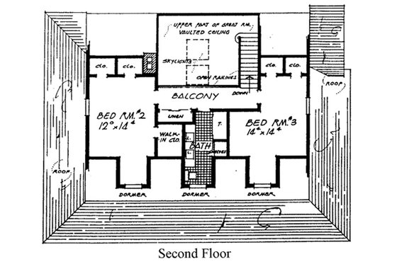 Floor Plan - Upper Floor for Country House Plan #315-107 - 3 bed, 2.5 bath