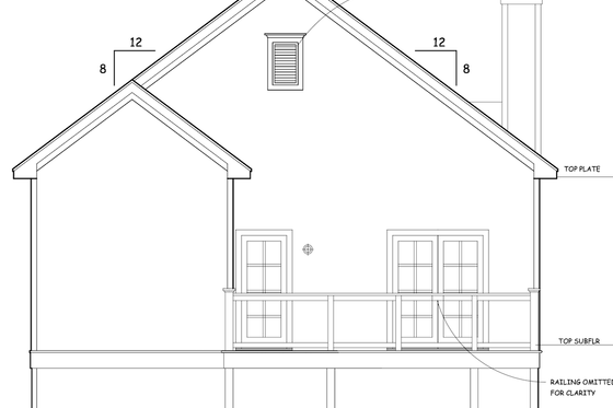 Exterior - Rear Elevation for Bungalow House Plan #30-198 - 3 bed, 2 bath