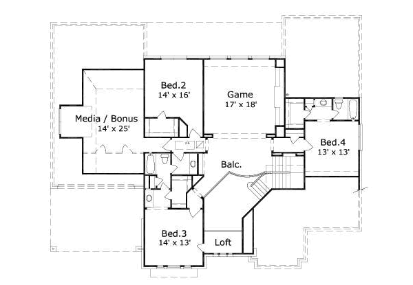 Traditional Floor Plan - Upper Floor Plan #411-140