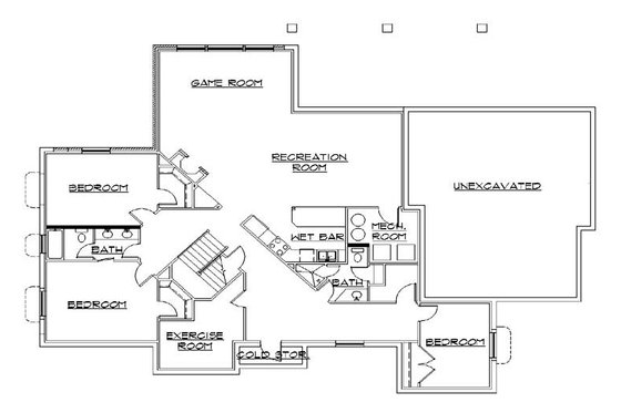 Floor Plan - Lower Floor for Traditional House Plan #5-294 - 5 bed, 4 bath