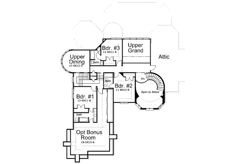 Dream House Plan - Floor Plan - Upper Floor for European House Plan #119-358 - 4 bed, 4 bath