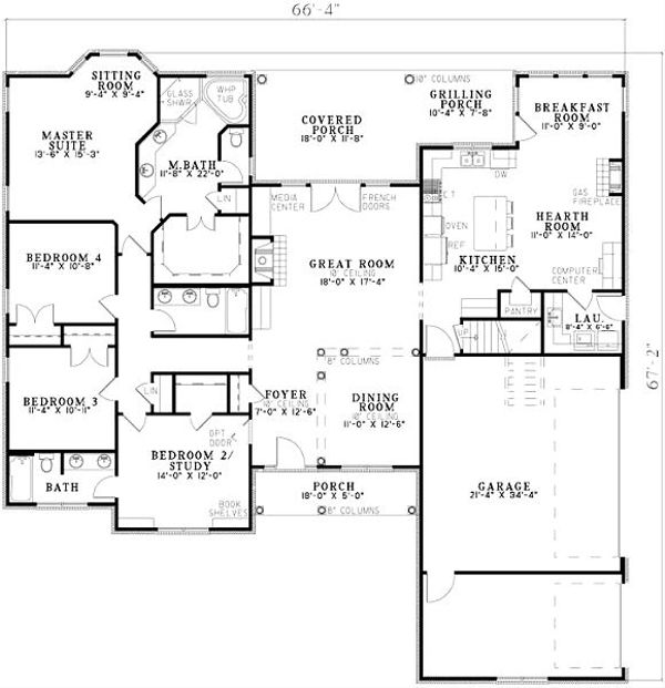 Traditional Floor Plan - Main Floor Plan #17-636