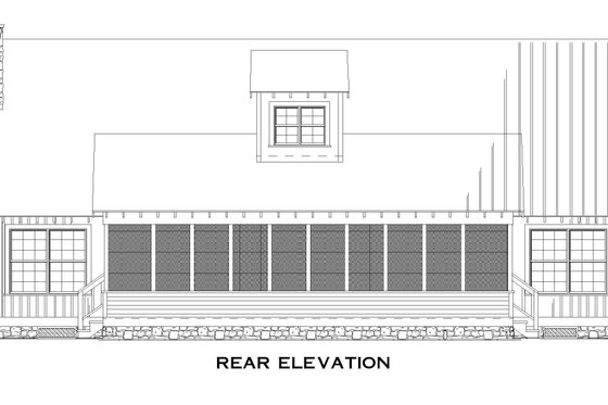 Exterior - Rear Elevation for Country House Plan #17-3280 - 4 bed, 4 bath