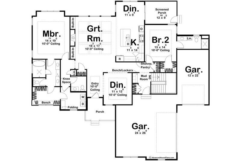 Architectural House Design - Floor Plan - Main Floor for Cottage House Plan #455-116 - 2 bed, 2.5 bath