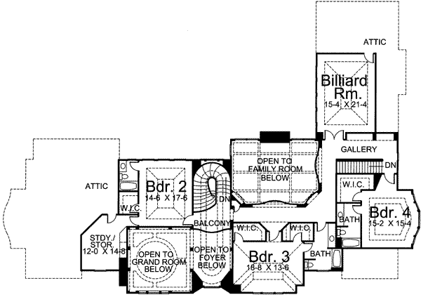 Home Plan - Classical Floor Plan - Upper Floor Plan #119-165