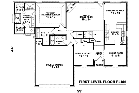 Floor Plan - Main Floor for Colonial House Plan #81-1433 - 3 bed, 3 bath