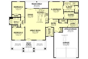 Floor Plan - Main Floor for Ranch House Plan #430-292 - 3 bed, 2.5 bath