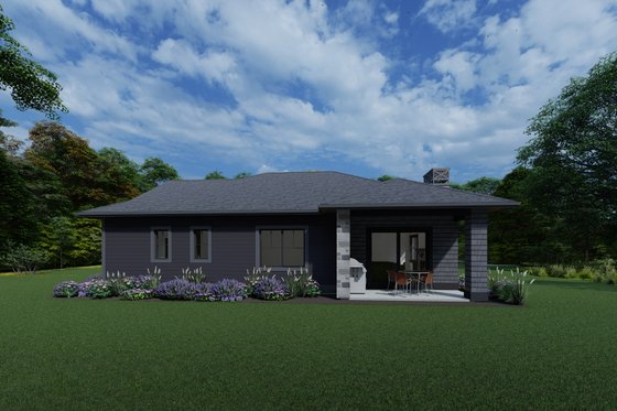 Exterior - Rear Elevation for Cottage House Plan #1069-27 - 2 bed, 2.5 bath