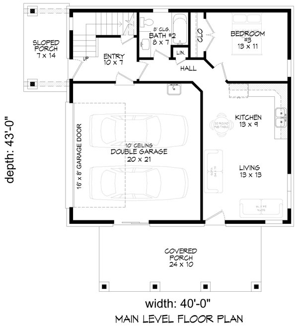 Southern Floor Plan - Main Floor Plan #932-1274