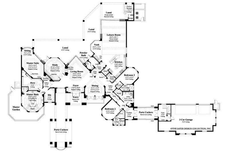 Home Plan - Floor Plan - Main Floor for Mediterranean House Plan #930-316 - 3 bed, 4.5 bath
