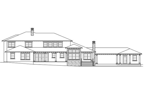 Exterior - Rear Elevation for Craftsman House Plan #124-607 - 5 bed, 7 bath