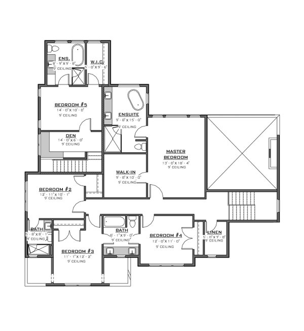 European Floor Plan - Upper Floor Plan #1086-21