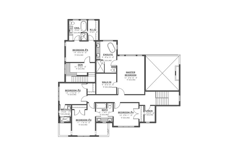 House Design - Floor Plan - Upper Floor for European House Plan #1086-21 - 5 bed, 5 bath