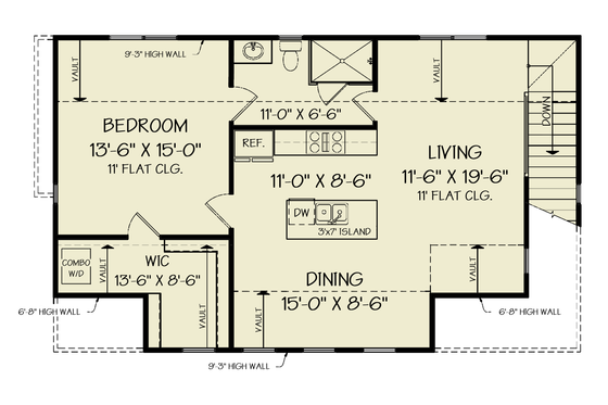 Floor Plan - Upper Floor for Farmhouse House Plan #119-455 - 1 bed, 1 bath