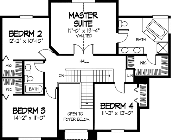 Architectural House Design - Traditional Floor Plan - Upper Floor Plan #320-876