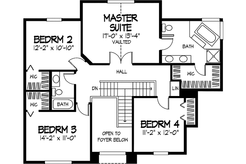 Architectural House Design - Floor Plan - Upper Floor for Traditional House Plan #320-876 - 5 bed, 3 bath