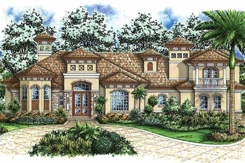 Dream House Plan - Mediterranean Exterior - Front Elevation Plan #1017-41