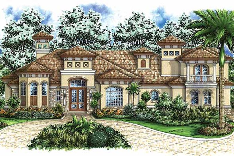 House Blueprint - Mediterranean Exterior - Front Elevation Plan #1017-41