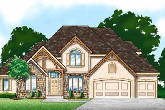 Exterior - Front Elevation for European House Plan #67-287 - 4 bed, 3 bath