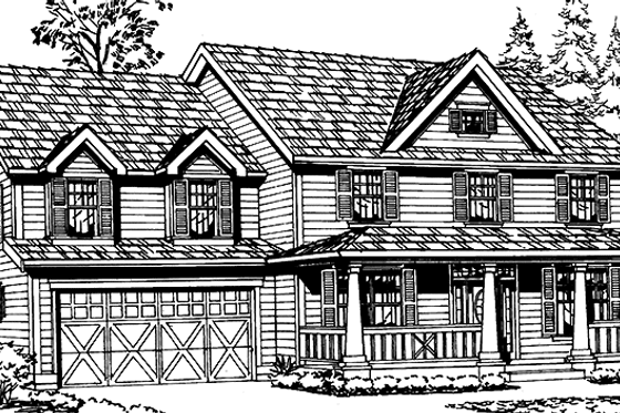 Exterior - Front Elevation 3 for Craftsman House Plan #132-378 - 4 bed, 2.5 bath