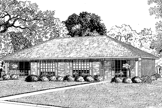Exterior - Front Elevation 3 for Ranch House Plan #17-3249 - 4 bed, 2 bath