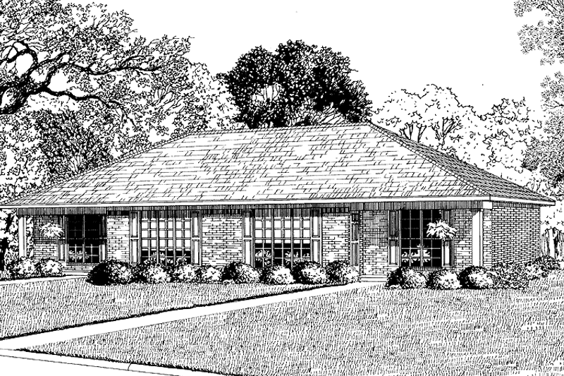 Dream House Plan - Exterior - Front Elevation 3 for Ranch House Plan #17-3249 - 4 bed, 2 bath