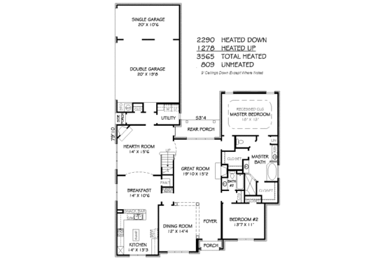 Floor Plan - Main Floor for Traditional House Plan #424-357 - 5 bed, 4 bath