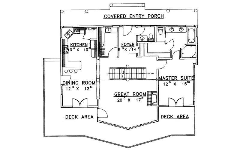 Home Plan - Floor Plan - Main Floor for Mediterranean House Plan #117-813 - 3 bed, 2.5 bath