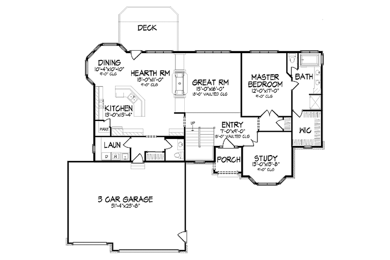 Architectural House Design - Floor Plan - Main Floor for Traditional House Plan #320-917 - 3 bed, 2.5 bath
