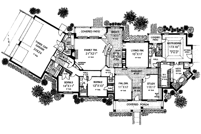 Dream House Plan - Floor Plan - Main Floor for Mediterranean House Plan #310-1144 - 4 bed, 4 bath