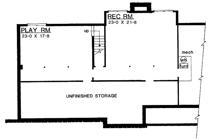 Dream House Plan - Floor Plan - Lower Floor for Contemporary House Plan #72-1066 - 3 bed, 2 bath