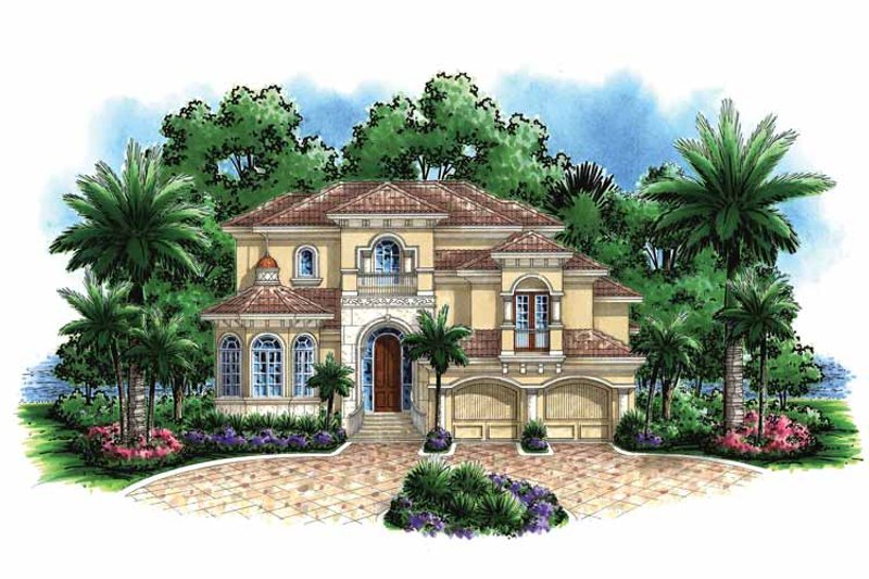 Home Plan - Exterior - Front Elevation 3 for Mediterranean House Plan #1017-132 - 3 bed, 4.5 bath