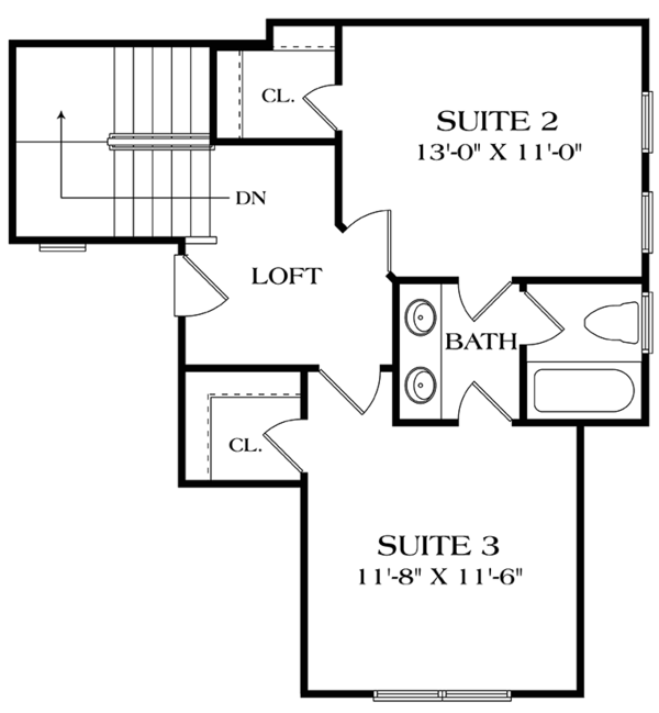 Craftsman Floor Plan - Upper Floor Plan #453-621