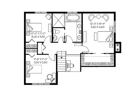 Floor Plan - Upper Floor for Country House Plan #23-2406 - 3 bed, 1 bath