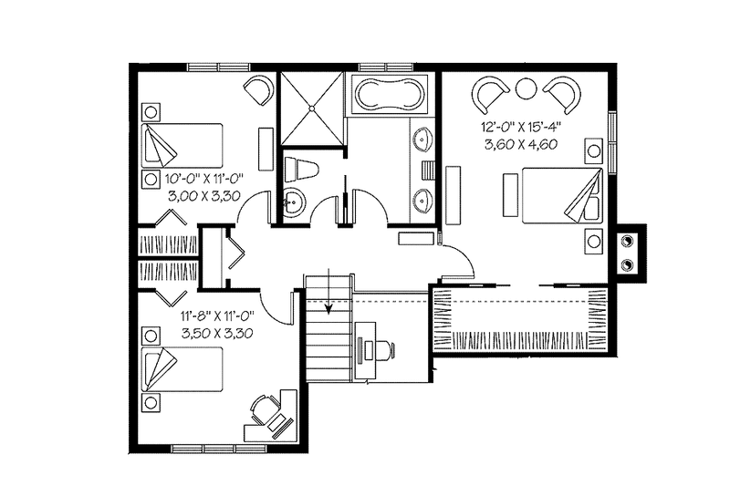 Home Plan - Floor Plan - Upper Floor for Country House Plan #23-2406 - 3 bed, 1 bath