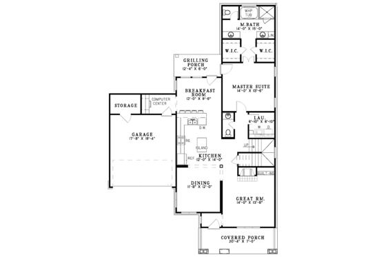 Floor Plan - Main Floor for Tudor House Plan #17-3180 - 3 bed, 2.5 bath