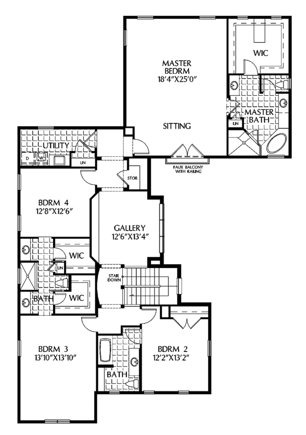 Architectural House Design - Mediterranean Floor Plan - Upper Floor Plan #999-148